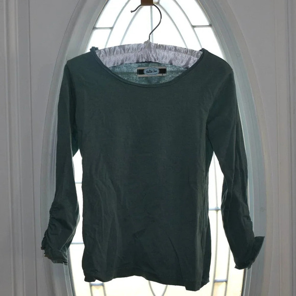 Matilda Jane Muted Green/Gray Girls Top Size 6 Buttons on Sleeves - Picture 1 of 5